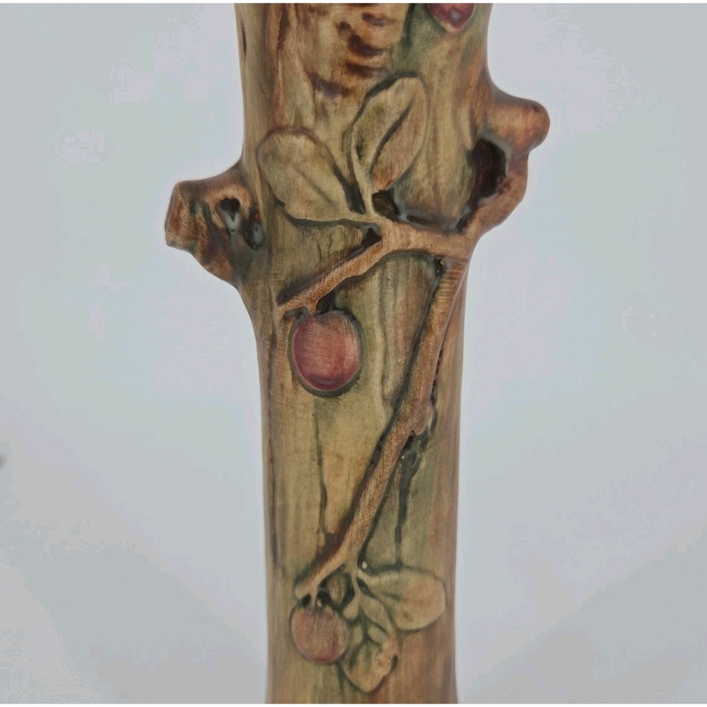 Vintage Weller Pottery Woodcraft Apple Tree Bud Vase 1920s Art Nouveau Faux Bois - Picture 2 of 12